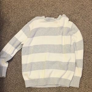Striped Gray and White Women’s Sweater